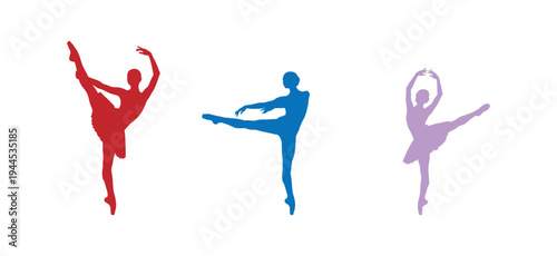 Graceful ballerina exercise silhouette isolated on white background.