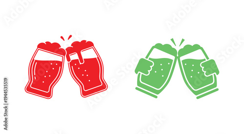 Beer glasses cheers sign in modern outline vector style.