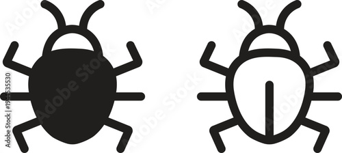 Software Bug and Computer Virus Technical Error Icon Set