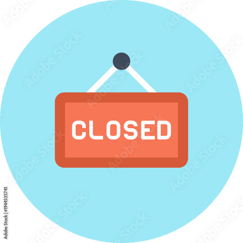 we are closed flat web icon concept