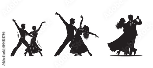 Vector illustration of a dancing man and woman pair.