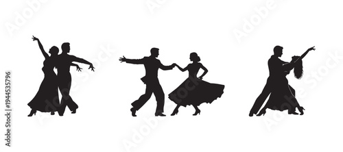 Stylish vector silhouette of a dancing couple.
