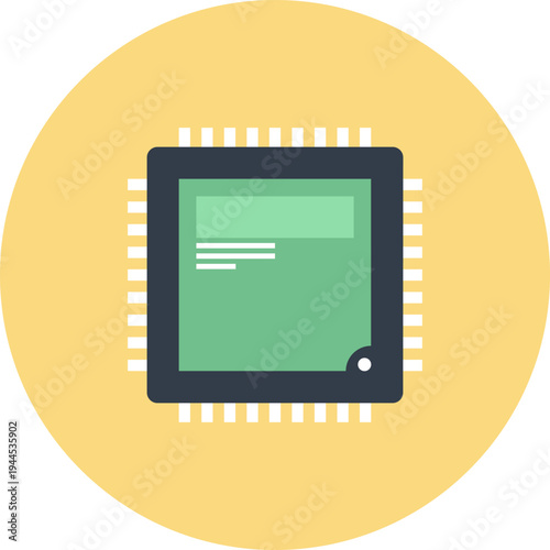 processor flat web icon concept