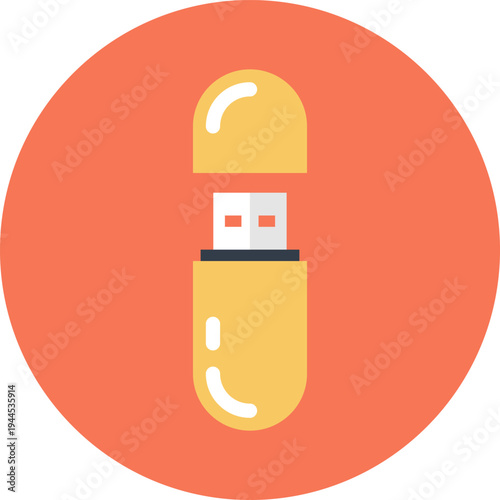 flash drive flat web icon concept