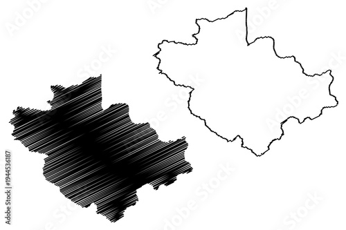 Wayanad district (Kerala State, Republic of India) map vector illustration, scribble sketch Wayanad map