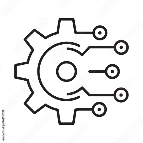Artificial intelligence concept with gears and circuit connections