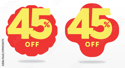 45% store, retail, off, special, offer, sticker, tag, offer, poster, percent, commerce, business, discount, price, value. Ads, sale, set, icon, vector