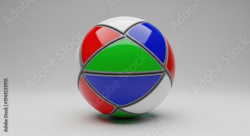 Free Download A colorful geometric soccer ball with distinct red, blue, green, and white panels. - GFXLoad