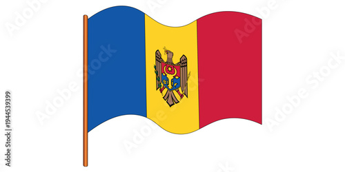 Flag of Moldova. Moldavian national symbol in official colors. Template icon. Vector background.