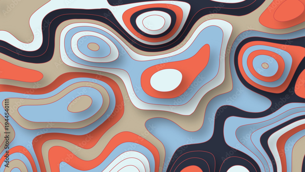 Fototapeta premium colorful paper cut banner with slime abstract background and waves layers. Abstract layout design for brochure and flyer. Paper art vector illustration