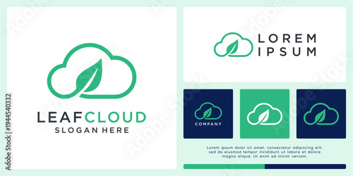 Leaf cloud logo design template