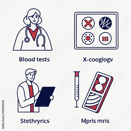Medical professionals and diagnostic tests doctor nurse x-ray stethoscope