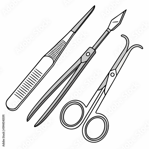 Surgical tools including scalpel and scissors forceps medical instruments