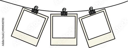 Cute Photo Frames & Polaroid Templates: Scrapbook Borders and Hanging Pictures