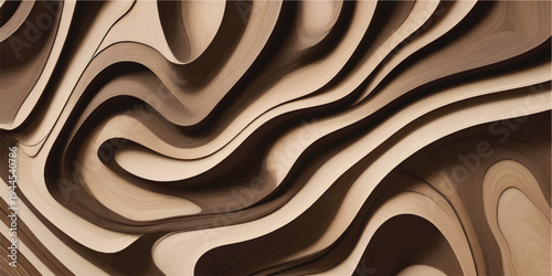 Premium Wood Grain Texture Background Dark Brown Wood Surface with Cream Gold Swirl Waves Luxury Wooden Pattern for Interior Design