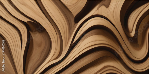 Dark Brown Wood Texture Background Wood Grain Pattern with Cream and Gold Swirl Waves Luxury Wooden Surface for Premium Wallpaper and Decor