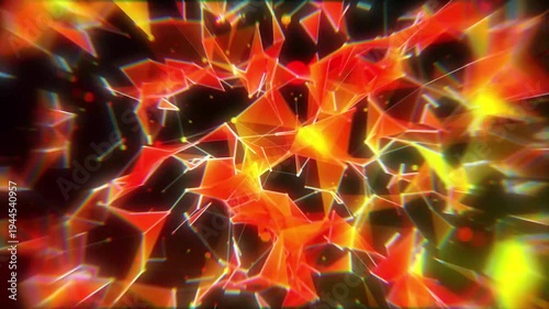 Red and Yellow Connected Dots and Lines Plexus Animation