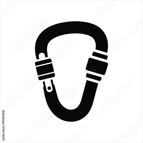Carabiner icon for climbing and adventure sports with rock climbing with outdoor recreation