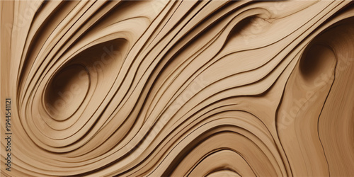 Dark Brown Wooden Surface Texture with Cream and Gold Swirl Flow Pattern Luxury Wood Grain Background for Interior Wallpaper Design