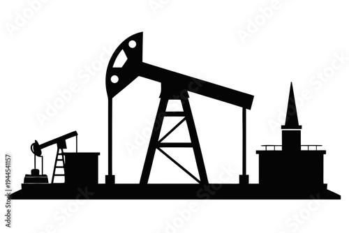 oil pump silhouette vector, oil pump icon.