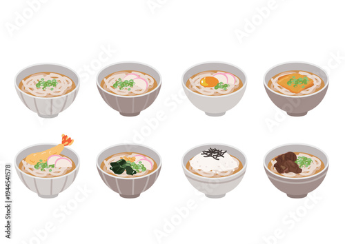 美味しそうなうどんのセット
