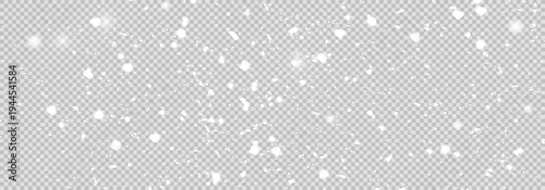 Snowflakes on a transparent background. Heavy snowfall, snowflakes in different shapes and forms. Winter. Snow background. Snowflakes isolated