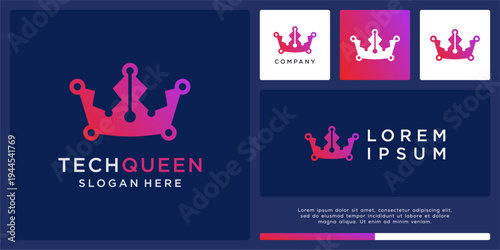 Tech queen logo design template