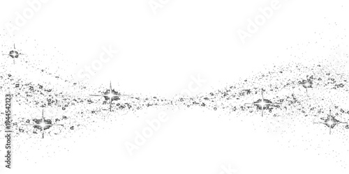 Black and white abstract background with stars featuring a fresh blue water splash and flowing transparent liquid bubbles for a clean motion effect