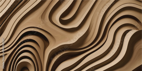 Wooden Wave Pattern Texture - Abstract close-up of a rich brown wood texture with flowing wave patterns. Ideal for backgrounds, design, and architecture
