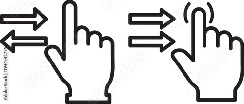 Hand gestures for swipe and tap icons