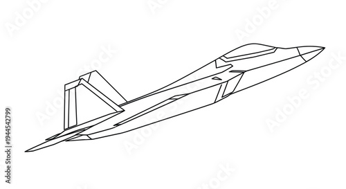 Line drawing of a modern military jet fighter likely a fifth generation aircraft