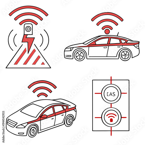 Cars with wireless communication signals and traffic light