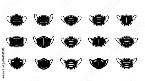 Collection of various face masks.