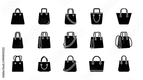 Collection of various black handbag silhouettes.