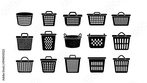 Collection of various basket icons.