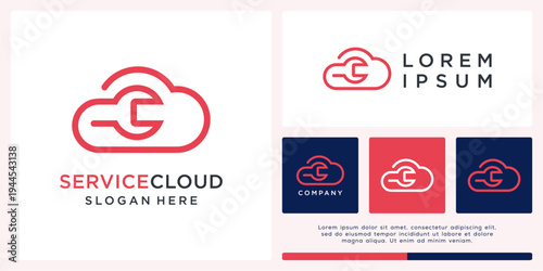 Service cloud logo design template with spanner