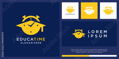 Education time logo design with hat
