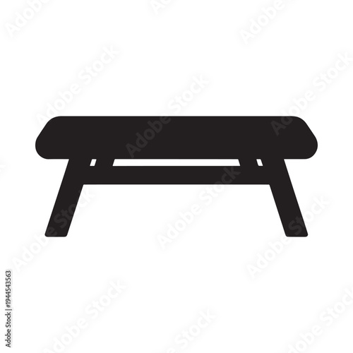 Simple black silhouette of a rectangular bench with four legs