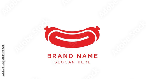 Simple red hot dog logo with text placeholders for brand name and slogan.