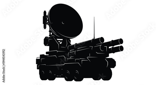 Silhouette of a mobile missile launcher system likely a surface to air defense vehicle