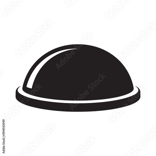 Simple black and white illustration of a bowler hat on a white background