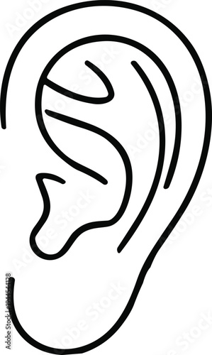 Human ear line icon simple hearing organ symbol minimal medical anatomy outline vector illustration for healthcare and audio concept