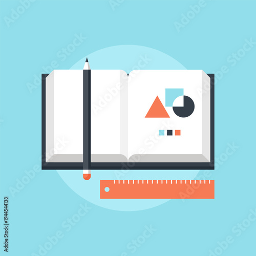 Sketching flat web icon concept