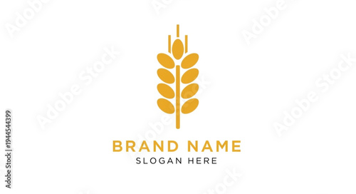 Golden wheat ear logo icon, representing agriculture, organic food, and natural products.