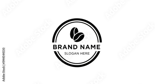 Modern coffee bean logo design with brand name and slogan placeholder.