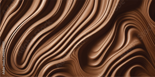 Premium Dark Wood Grain Texture with Golden and Cream Flowing Swirls for Luxury Interior Wallpaper Design