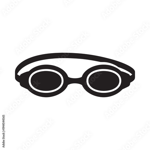 A simple black and white illustration of a pair of swimming goggles