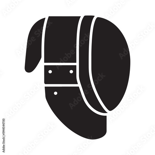 Simple black and white illustration of a dog s head in profile