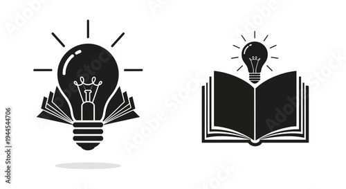 Lightbulb sprouting pages and an open book symbolizing knowledge