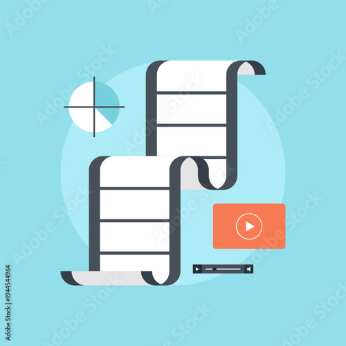 Video Production flat web icon concept